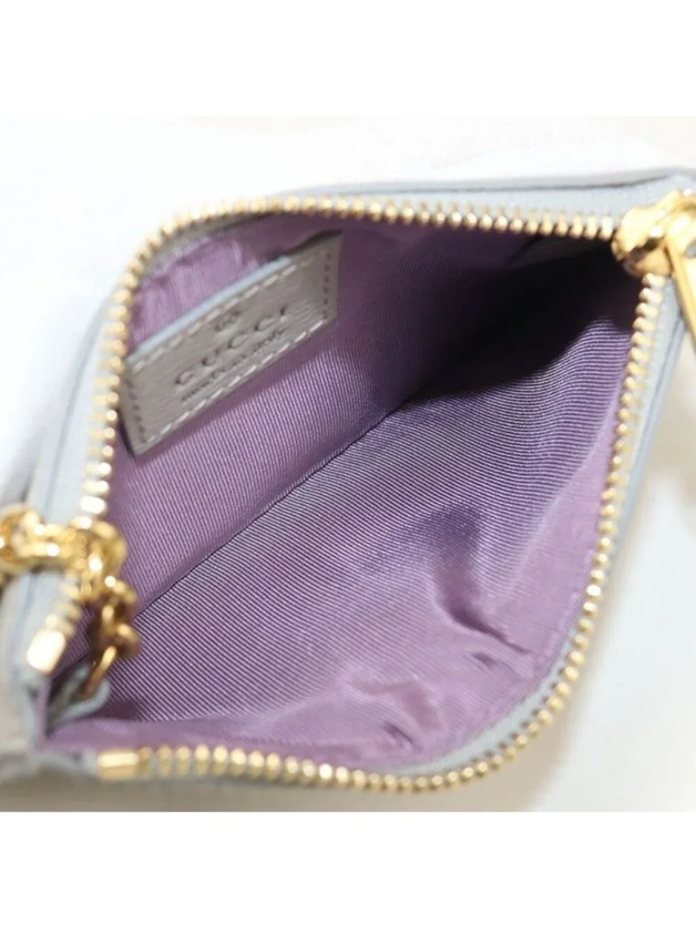 Gucci Zip Key Case Script Coin Purse Leather - Picture 4 of 6